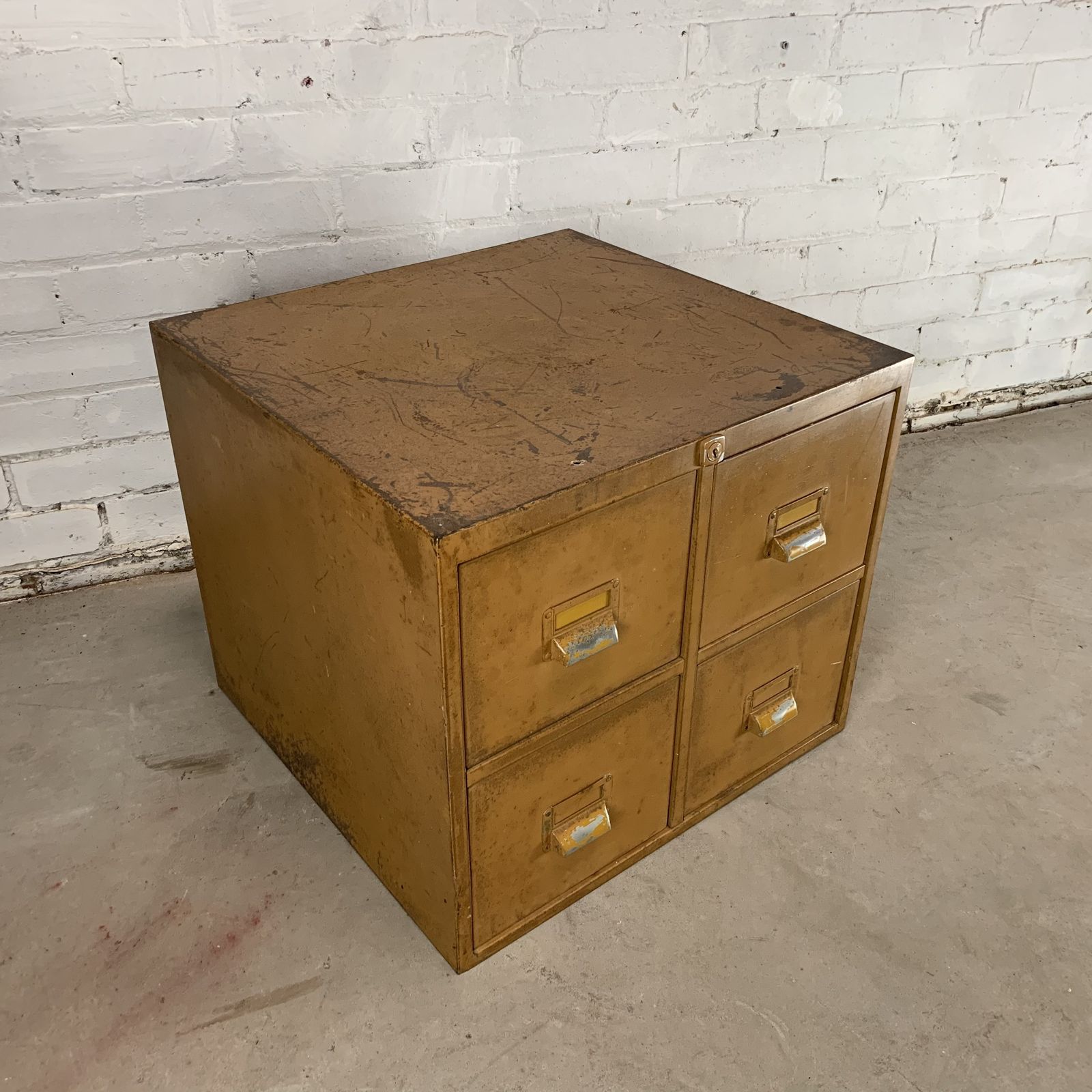 Vintage Mid Century Industrial Steel Bank Of 4 Drawers Unit photo Furniture