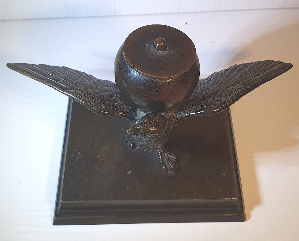 19th Century Bronze Desk Paper Weight Or Inkwell photo for sale