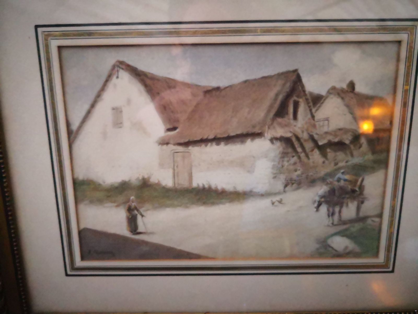 Antique French Watercolour Of A Country Scene By A Monnier photo furniture
