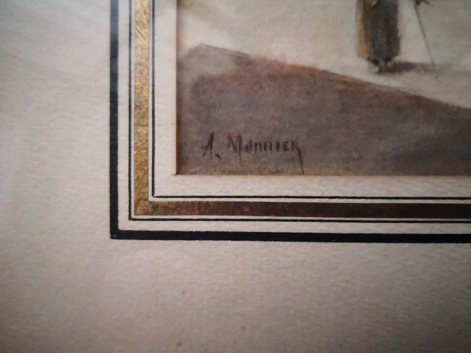 Antique French Watercolour Of A Country Scene By A Monnier photo vinterior