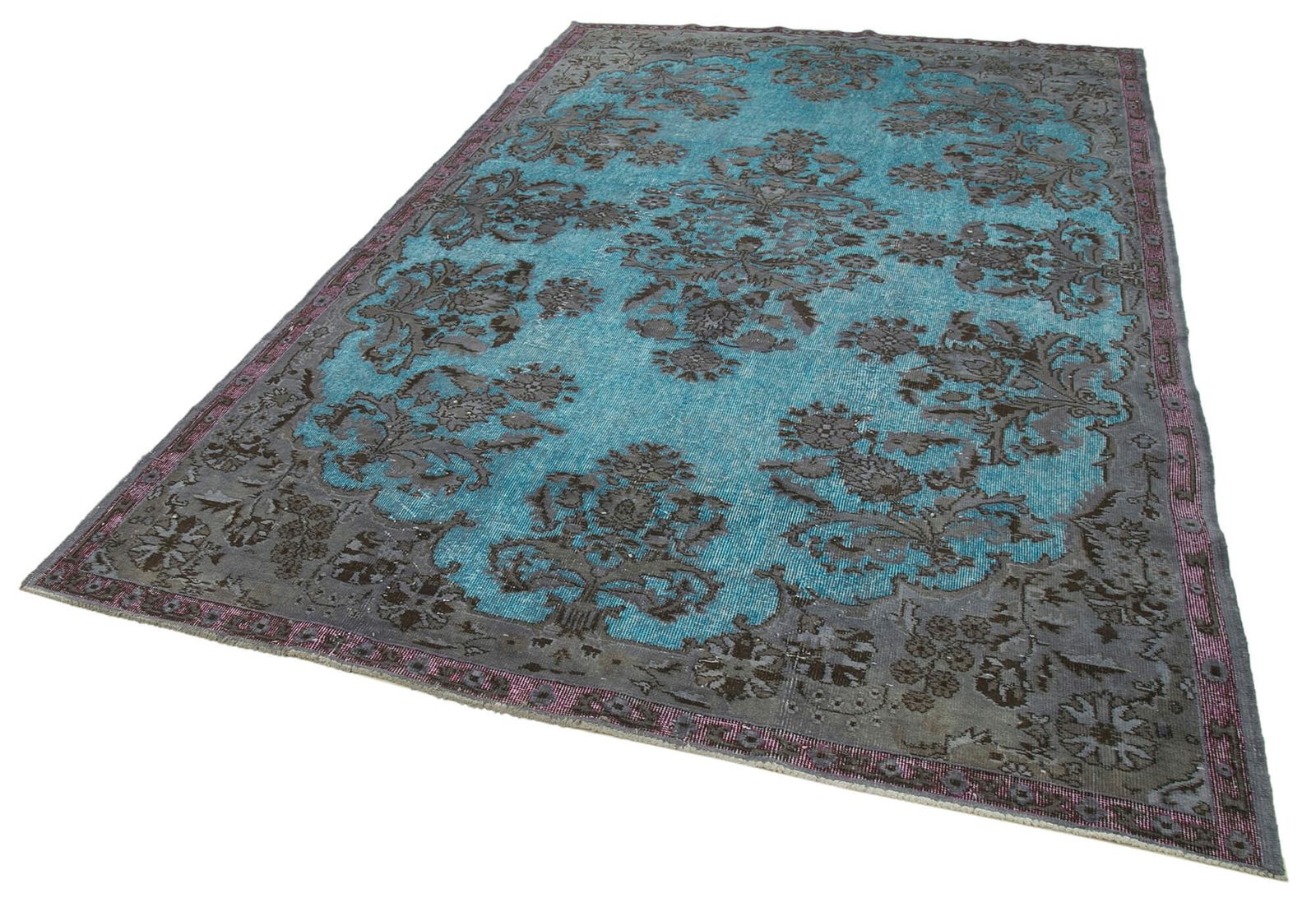 Handmade Hand Knotted Blue Overdyed Rug photo for sale