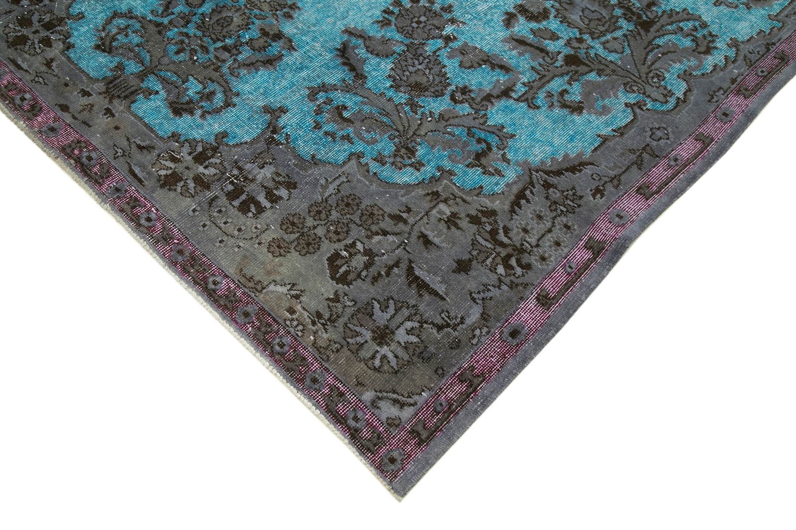 Handmade Hand Knotted Blue Overdyed Rug photo Textiles