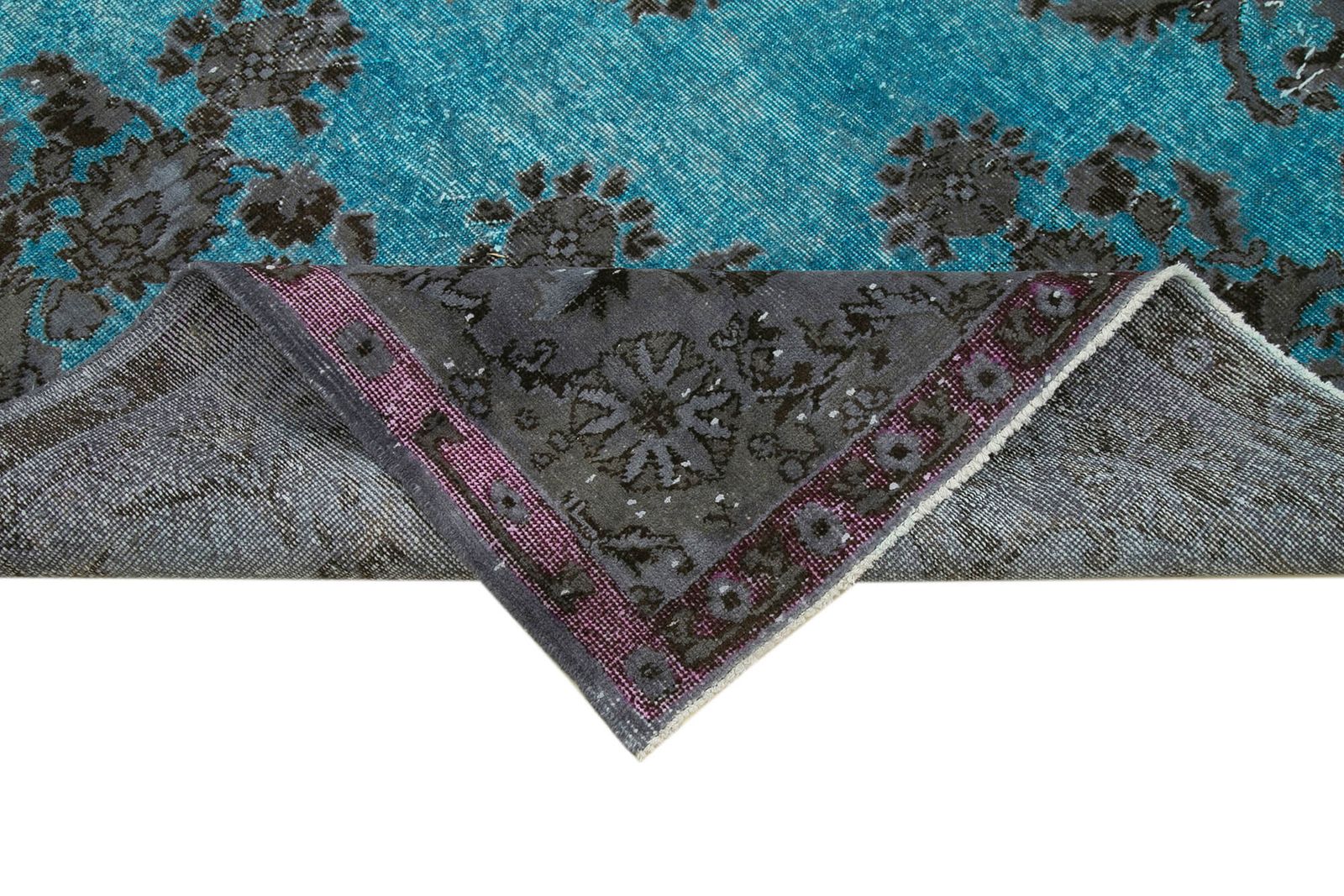Handmade Hand Knotted Blue Overdyed Rug photo vinterior