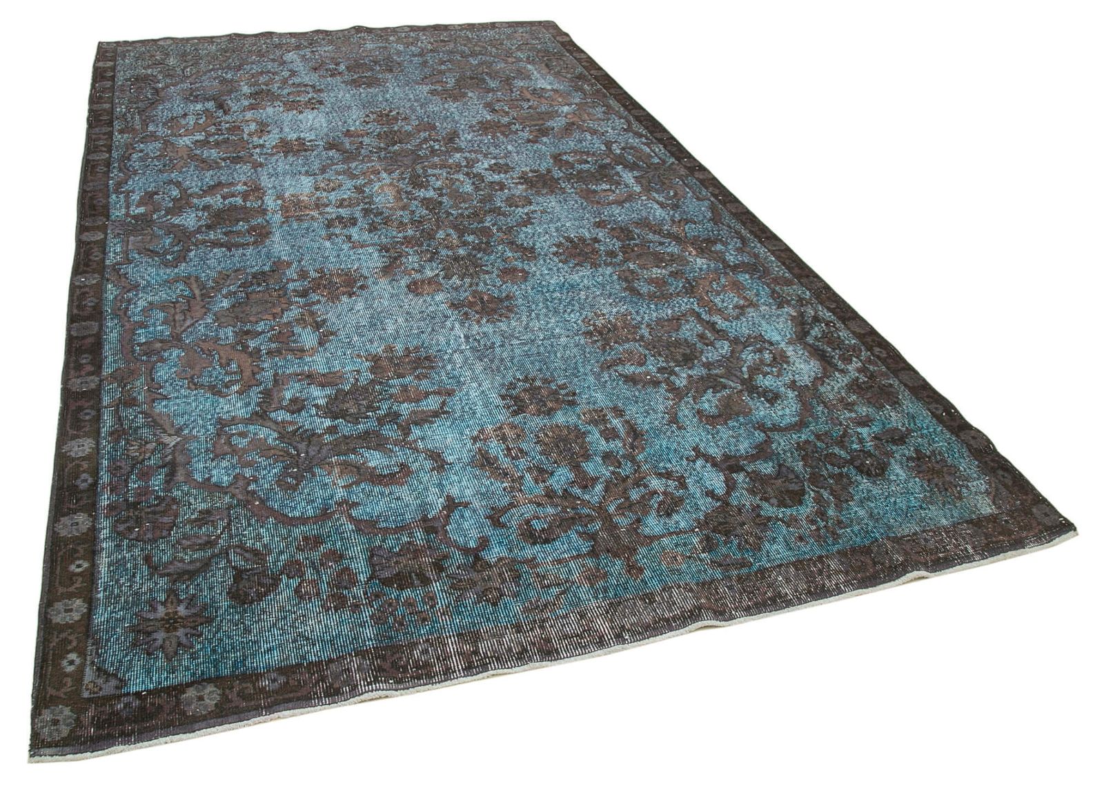 Handmade Anatolian Blue Overdyed Rug photo furniture