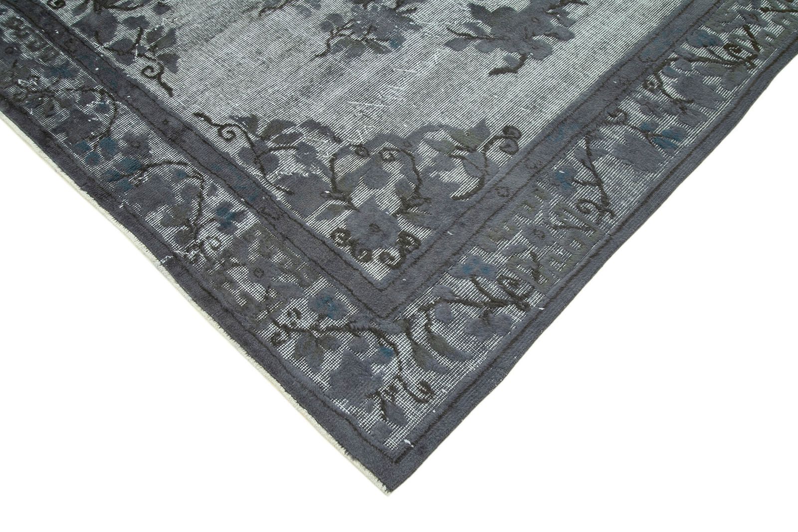 Handmade Contemporary Grey Overdyed Rug photo Textiles