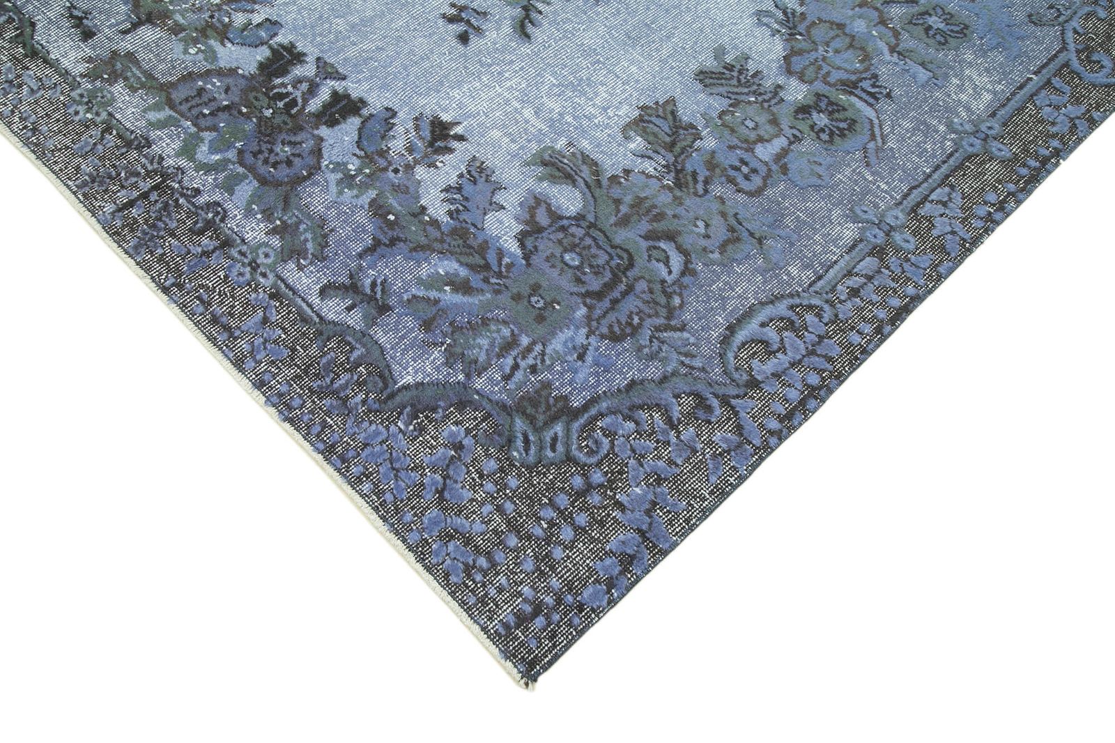 Handmade Hand Knotted Blue Overdyed Rug photo Textiles