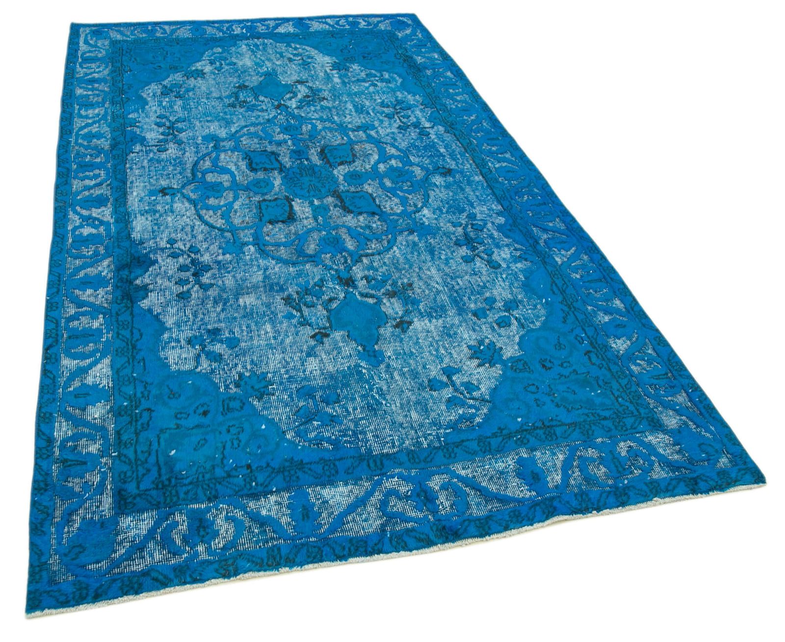 Handgemaakt handgeknoopt blauw overdyed vloerkleed photo furniture