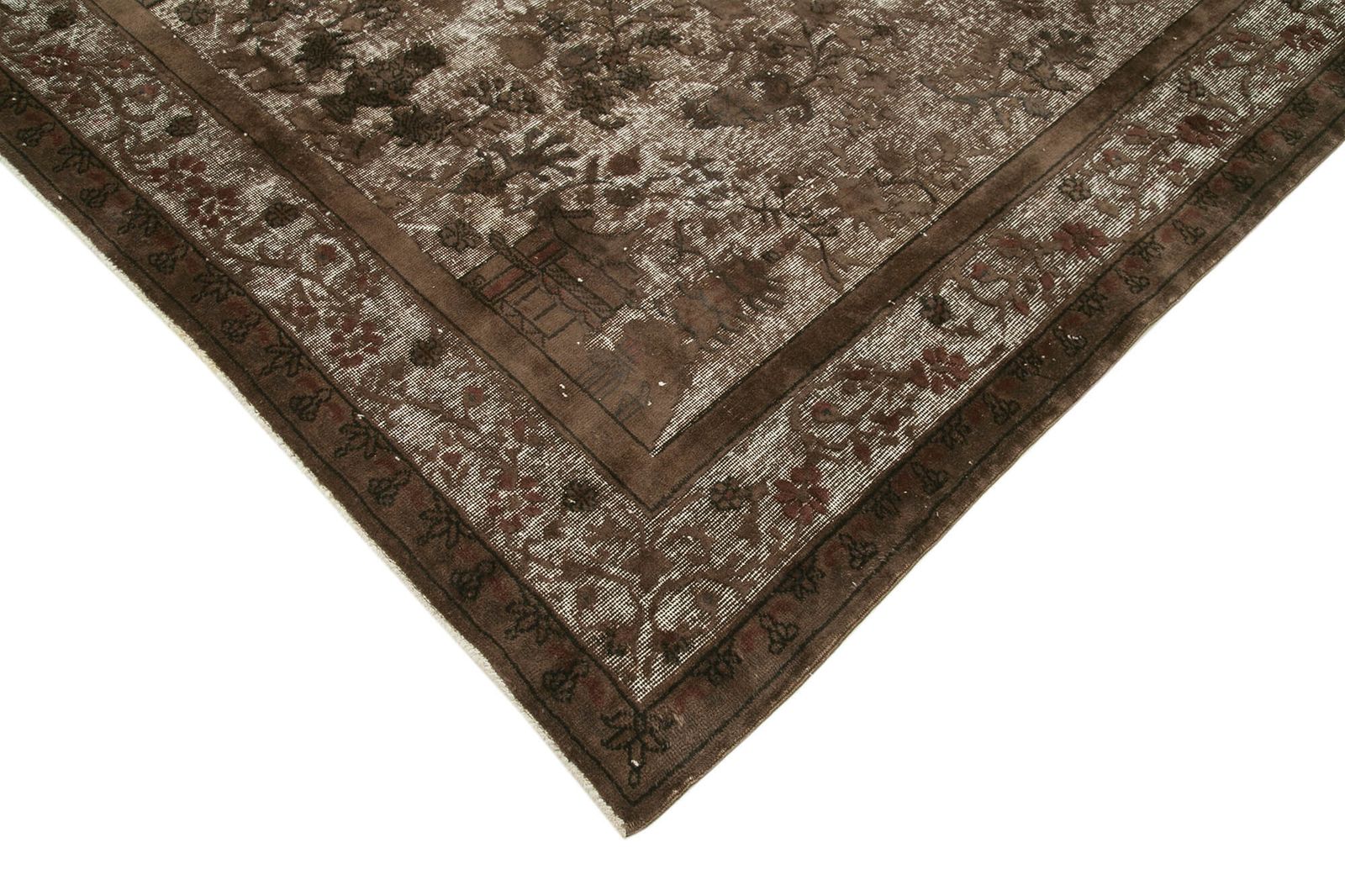 Handmade Antique Brown Overdyed Rug photo Textiles