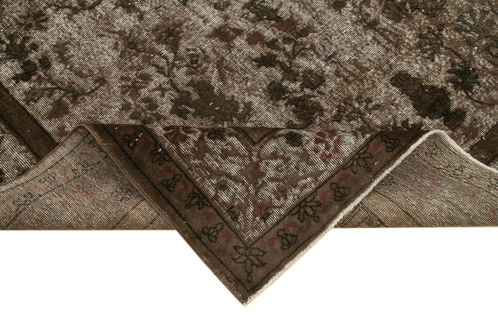 Handmade Antique Brown Overdyed Rug photo vinterior