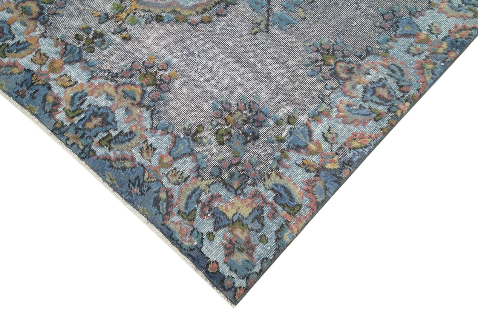 Handmade Anatolian Blue Overdyed Rug photo Textiles