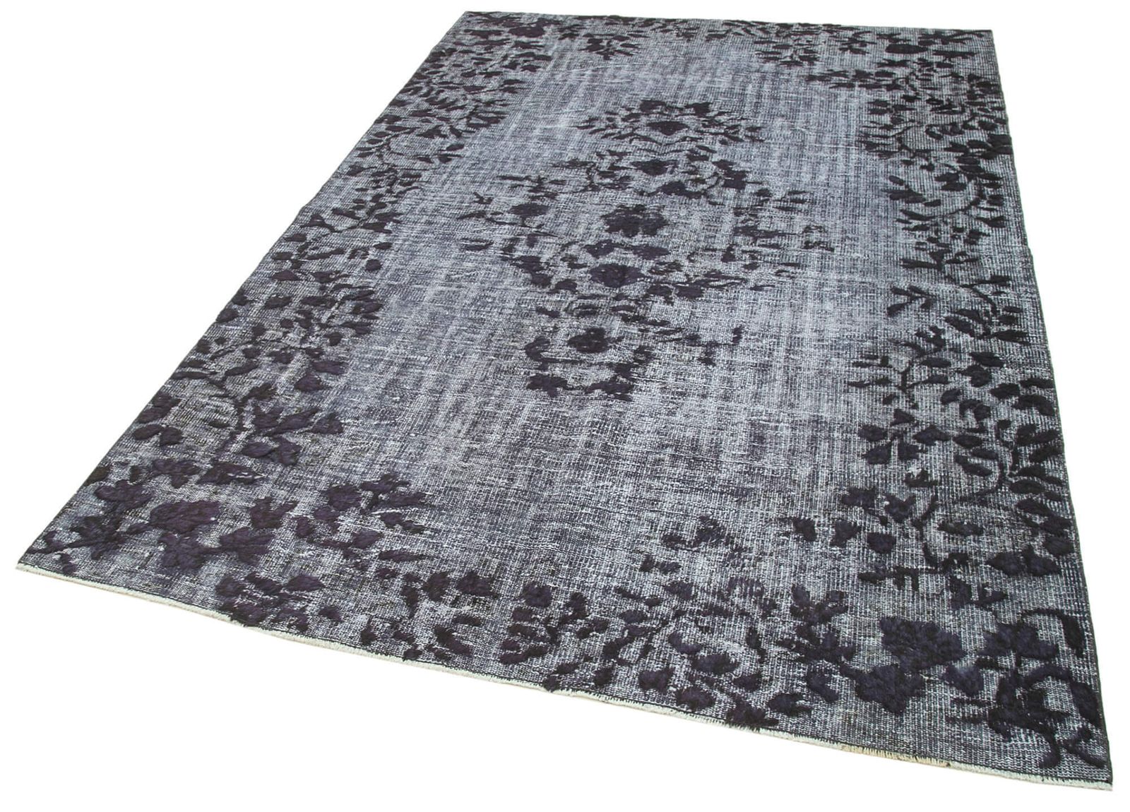 Handmade Antique Grey Overdyed Rug photo for sale