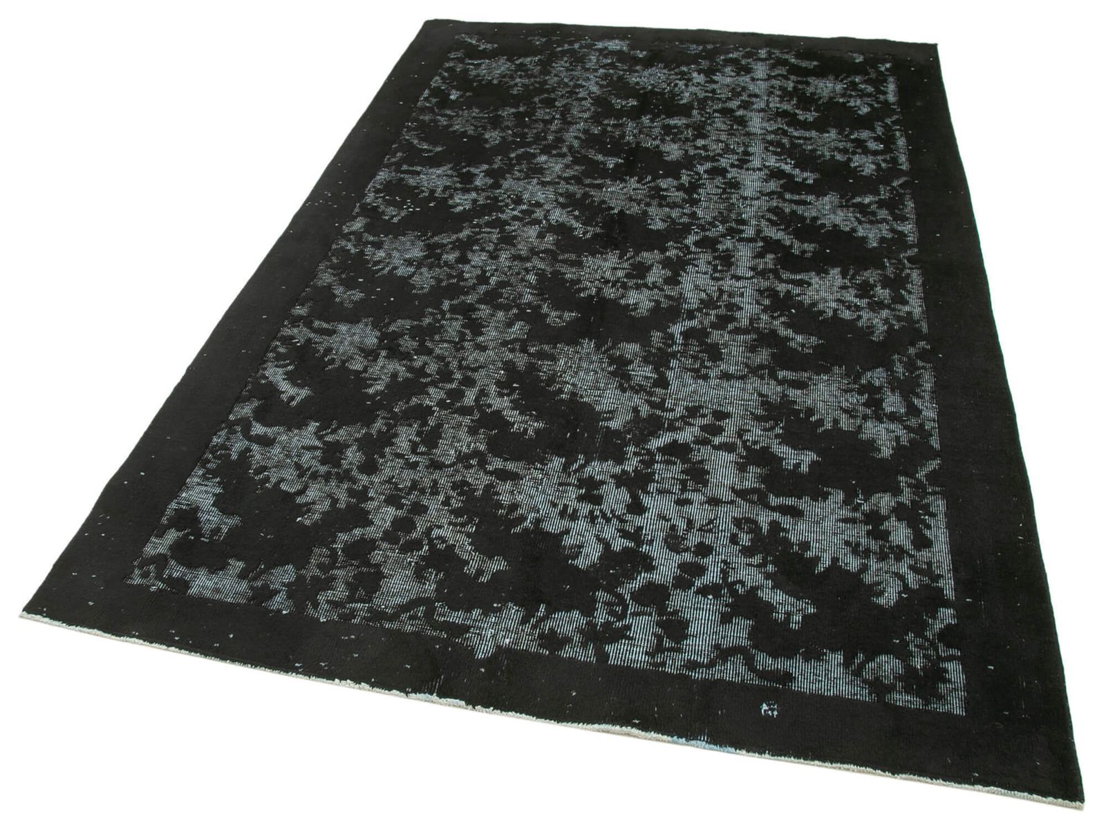 Handgemaakt handgeknoopt zwart overdyed vloerkleed photo for sale