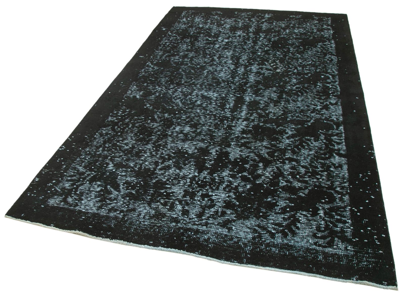 Handmade Oriental Black Overdyed Rug photo for sale