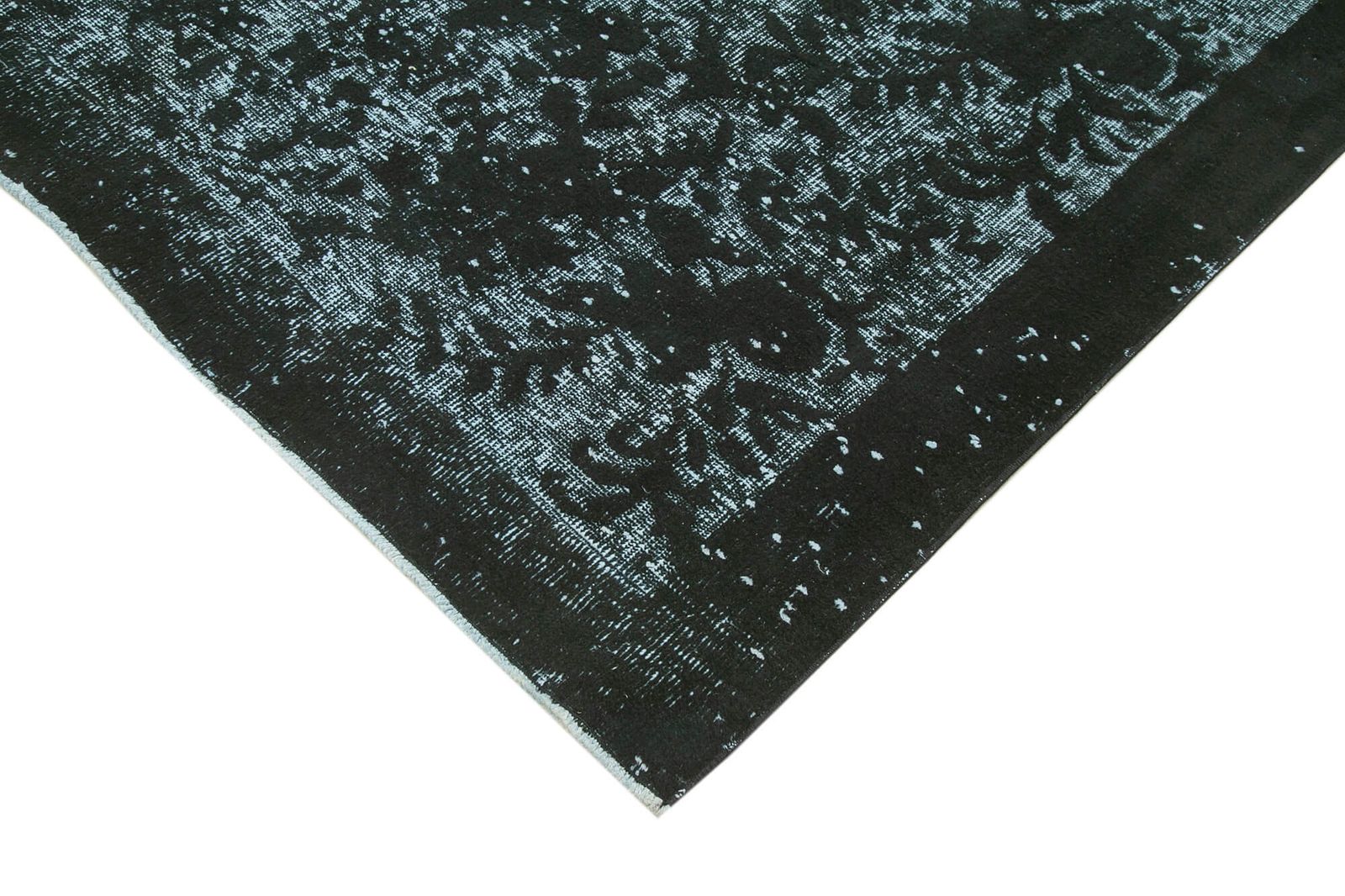 Handmade Oriental Black Overdyed Rug photo Textiles