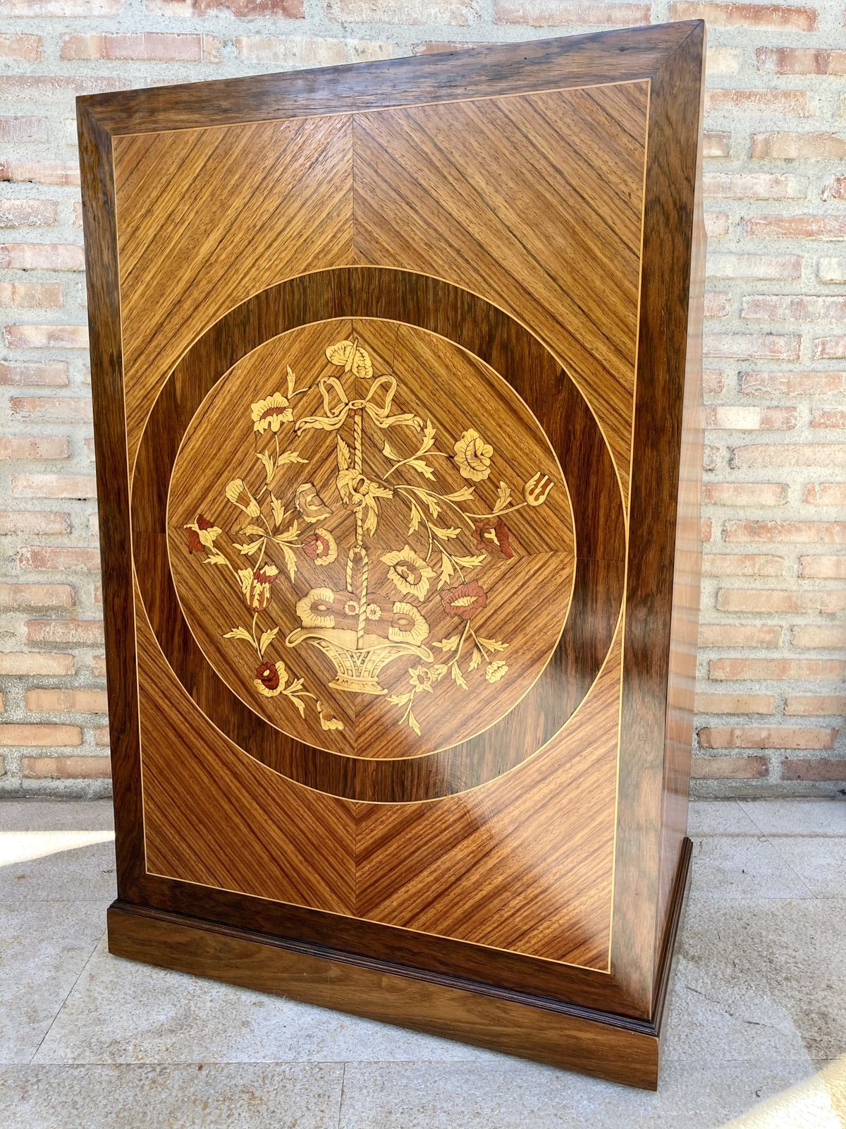 photo buy Mid Century Modern French Walnut Marquetry Shelf , Circa 1950