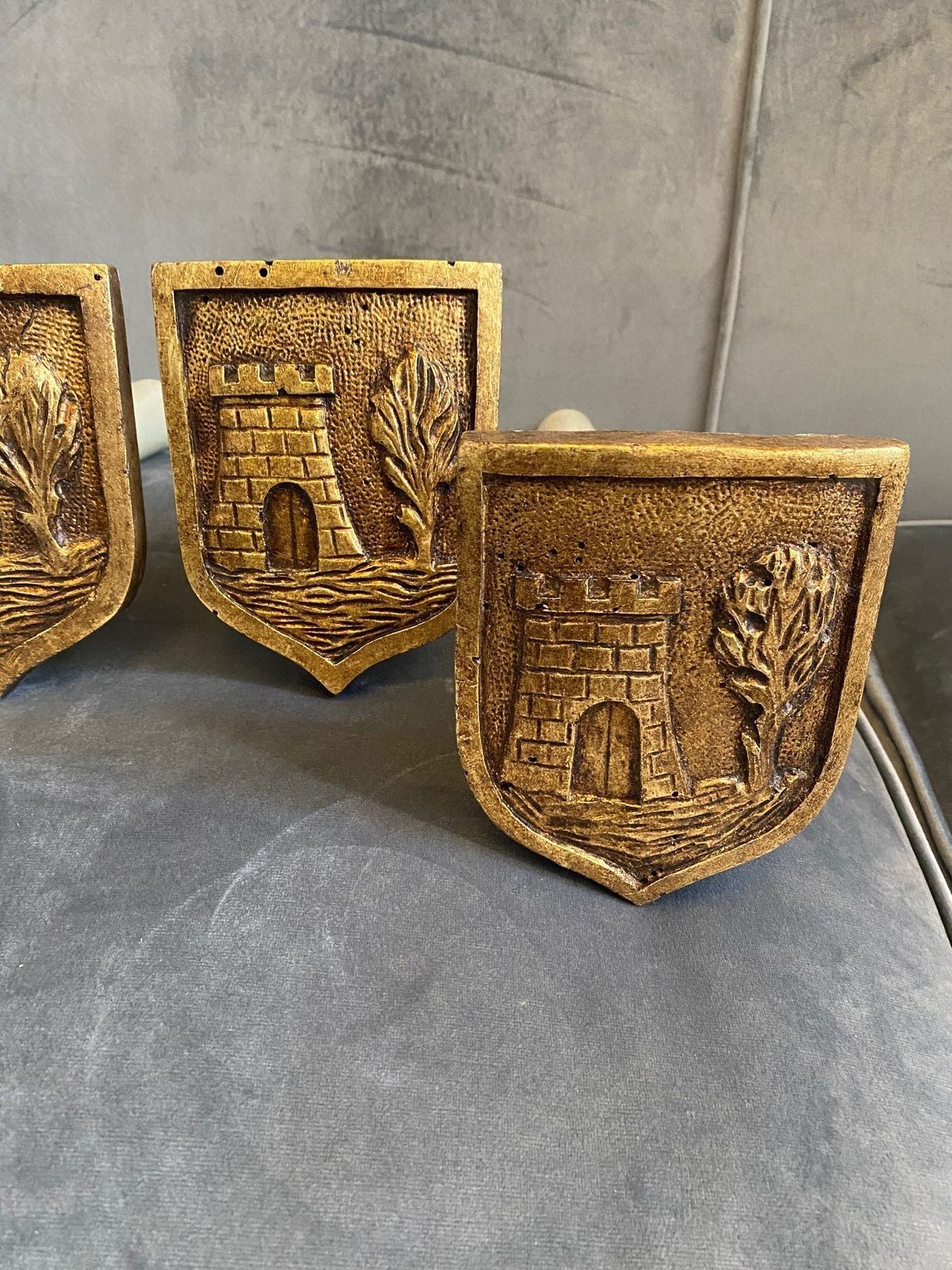 19th Century, Two Pairs Of Golden And Lacquered Wooden Curtain Door. photo vintage