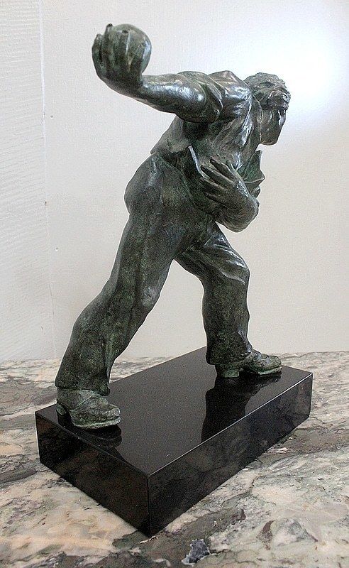 Bronze With Green Patina, "The Boules Player"   Early 20th Century photo furniture