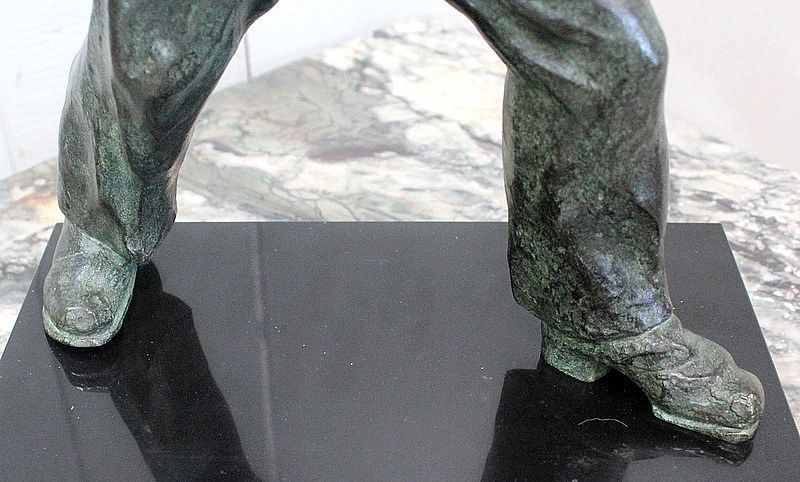 photo vinterior Bronze With Green Patina, "The Boules Player"   Early 20th Century