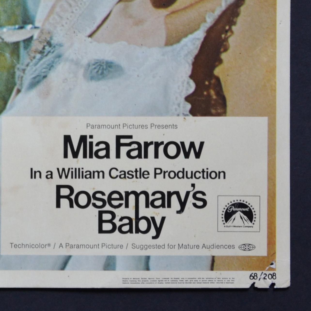 Rosemary’s Baby V Intage American Lobby Card Of The Mo V Ie, USA 1968. photo furniture