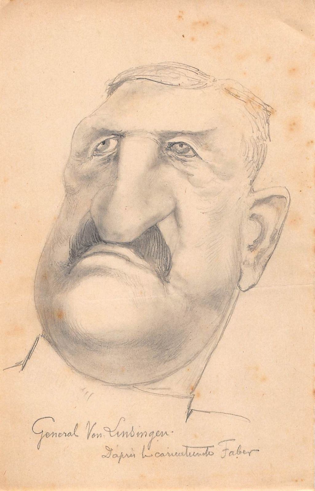 Original Drawing Portrait Caricature Marshal Von Linsingen Early 20th Century photo furniture