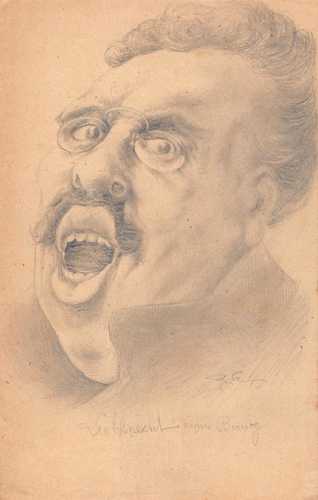 Original Drawing Portrait Of Karl Liebknecht In Pencil On Early 20th Century Paper photo furniture