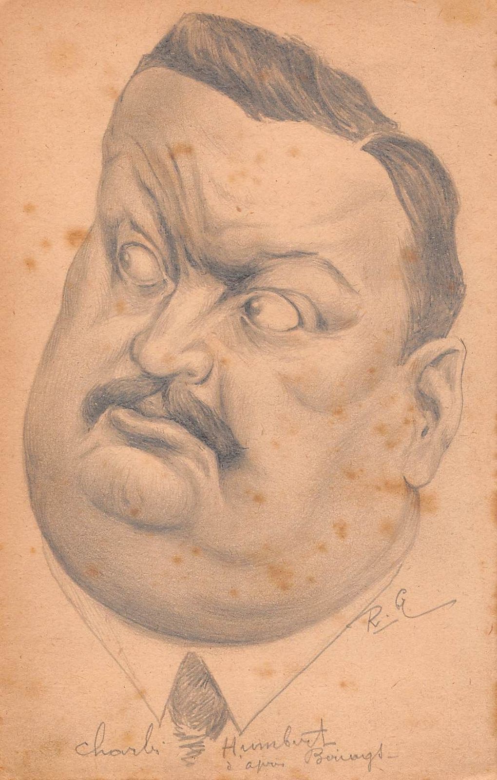Original Drawing Portrait Caricature Charles Humbert In Pencil On Paper Early Twentieth photo furniture