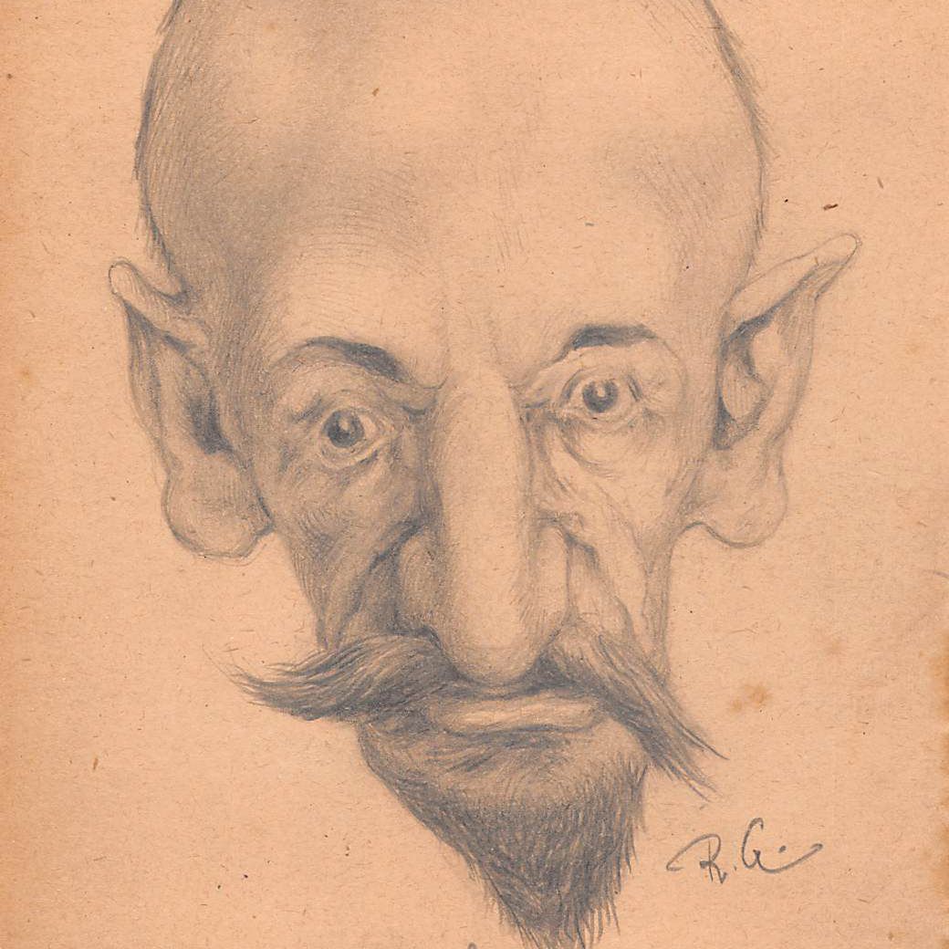 Original Drawing Caricature In Pencil On Paper By G. Tchitcherine Early Twentieth