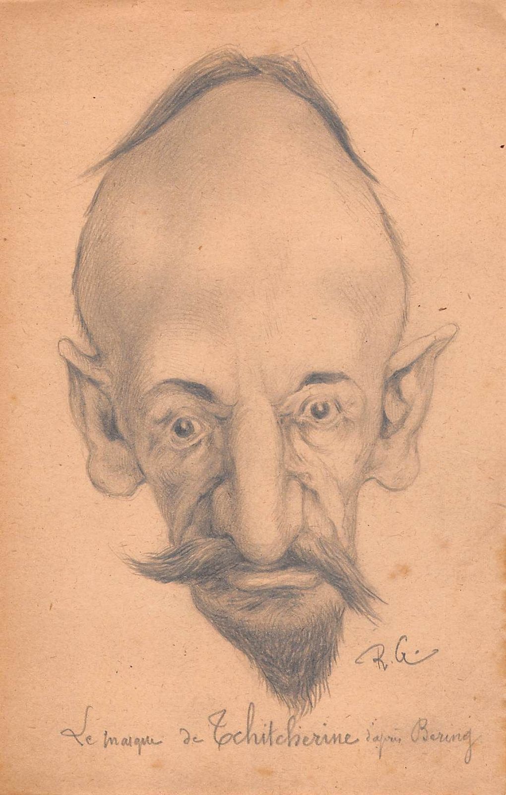 Original Drawing Caricature In Pencil On Paper By G. Tchitcherine Early Twentieth photo furniture