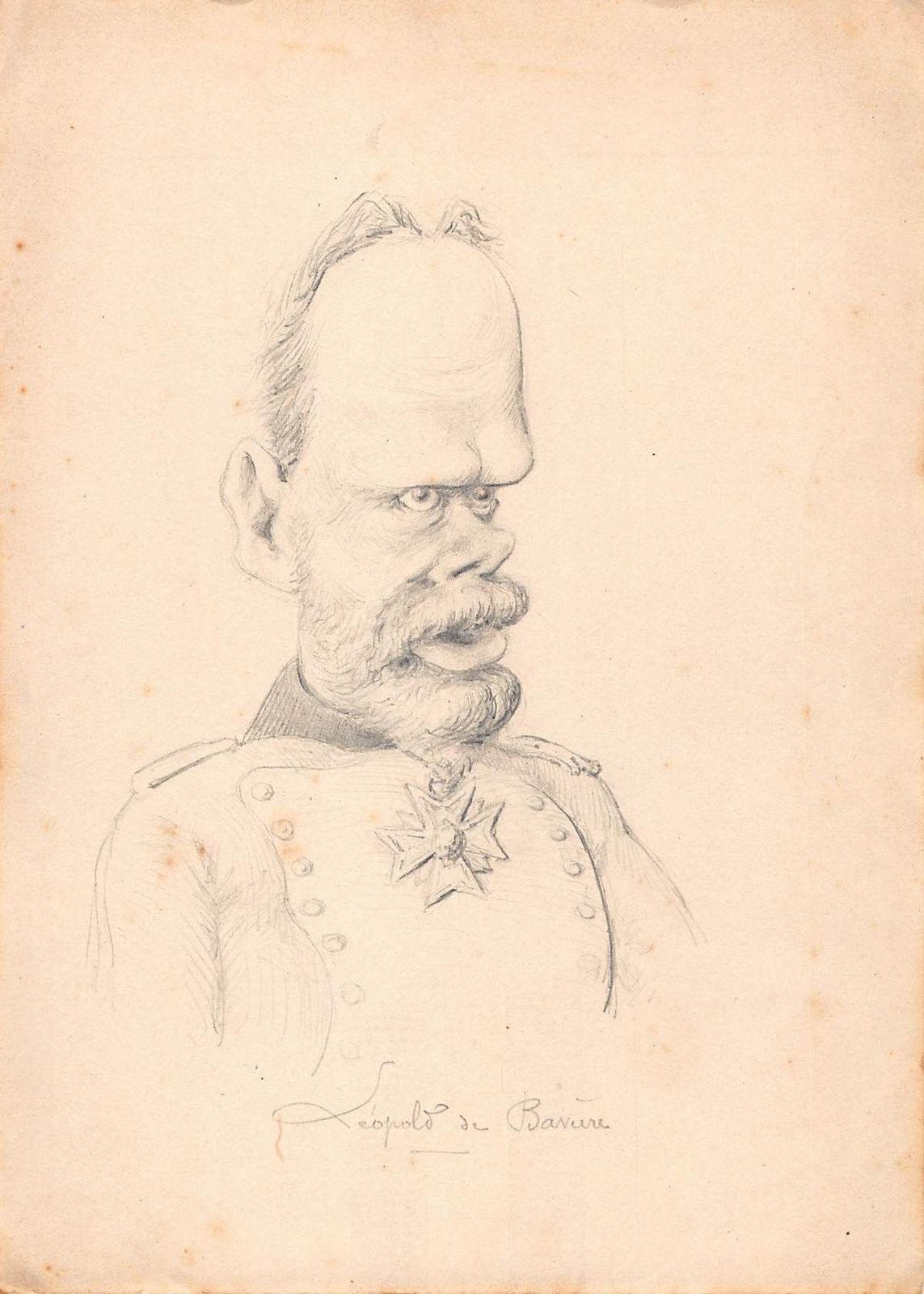 Original Drawing Caricature Of Leopold Of Bavaria In Pencil On Paper Early Twentieth photo furniture