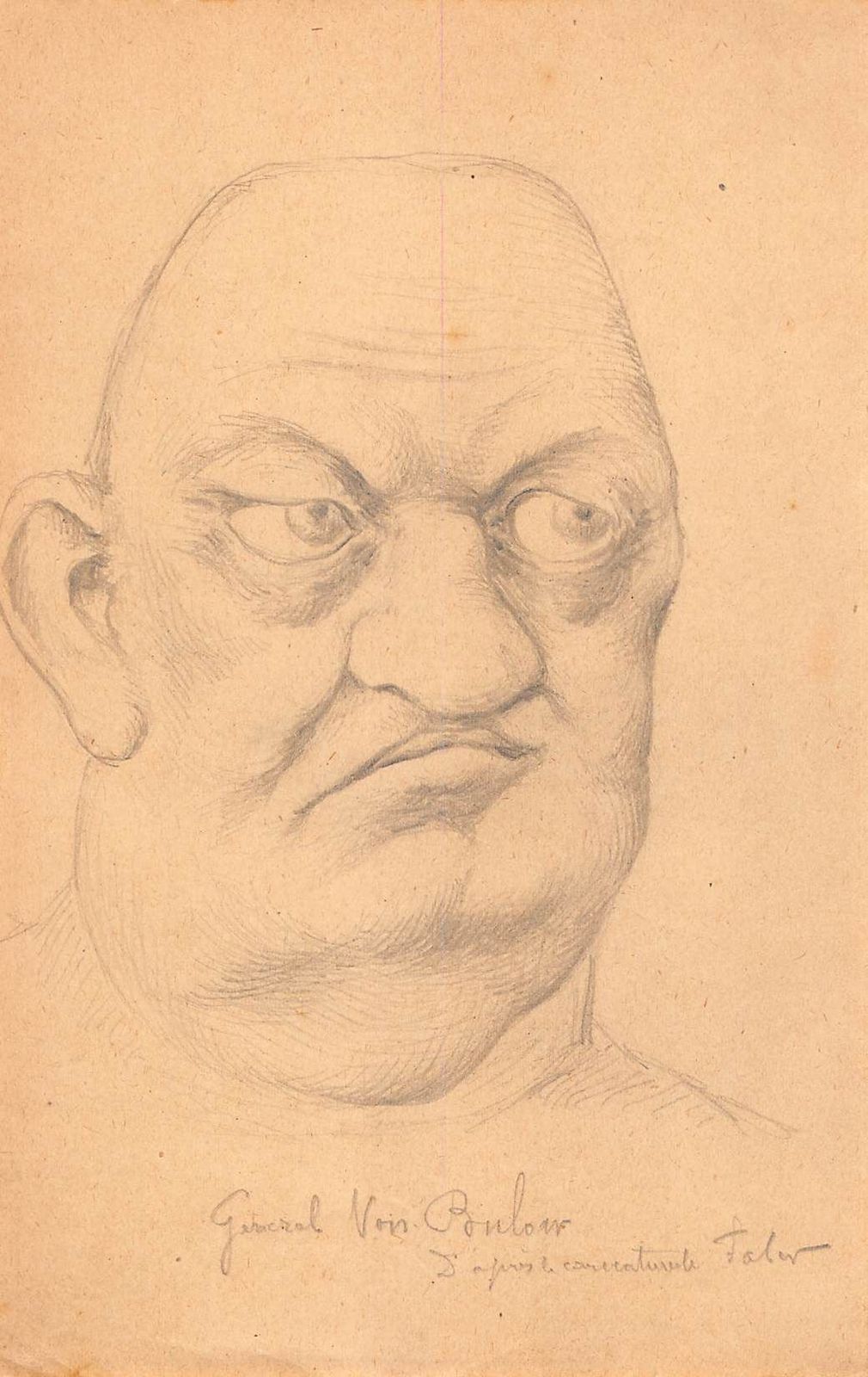 Original Drawing Portrait Caricature In Pencil Marshal Von Bulow On Paper Early Twentieth photo furniture