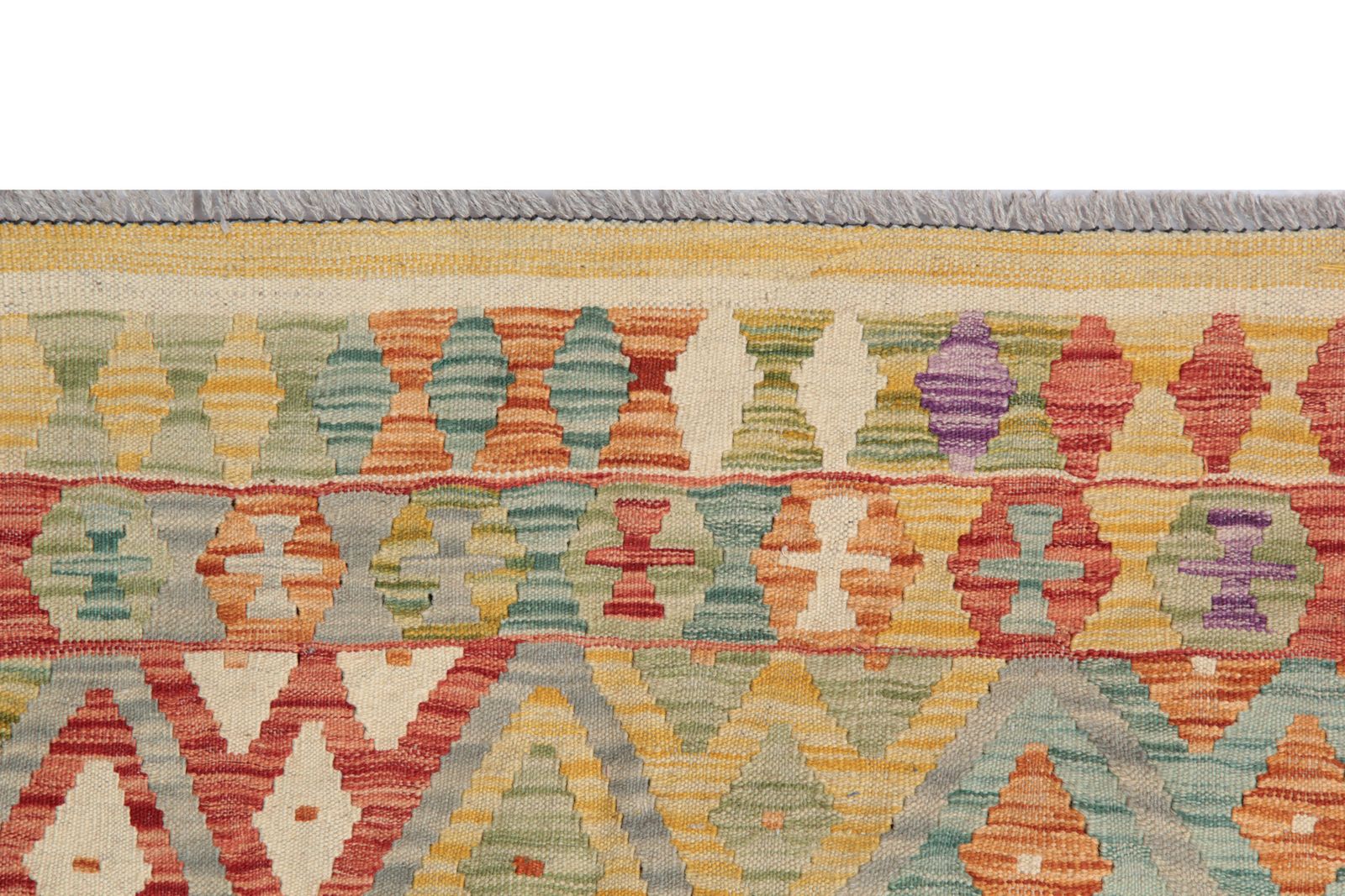 Handmade Carpet Wool Kilim Rug, Traditional Geometric Striped Kilims  202x296cm photo for sale