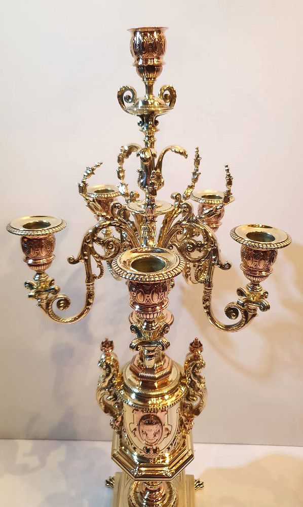 Pair Of Fully Restored 19th Century Brass And Bronze Candleabra photo furniture