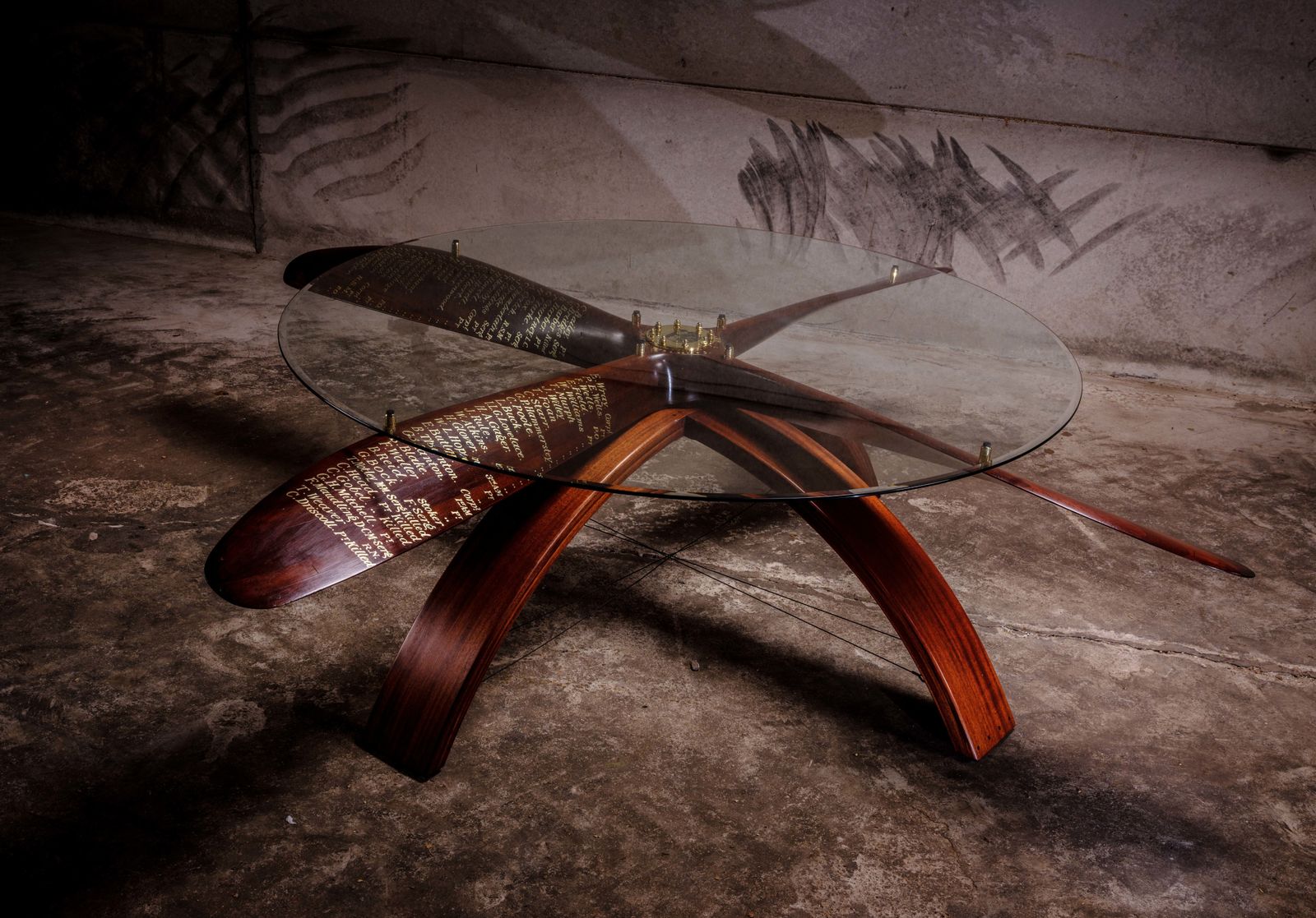 photo furniture The Unique One Off  'Blades Of Glory' Original 1916 World War 1 'Lang & Co'  Be2c R.A.F. Biplane Propeller Table With 8 Vintage Chairs.