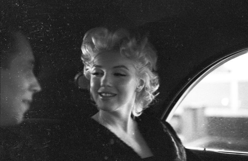 'Marilyn New York Taxi Cab Listening' Marilyn Monroe 1955 Silver Gelatin Print Framed In White photo furniture