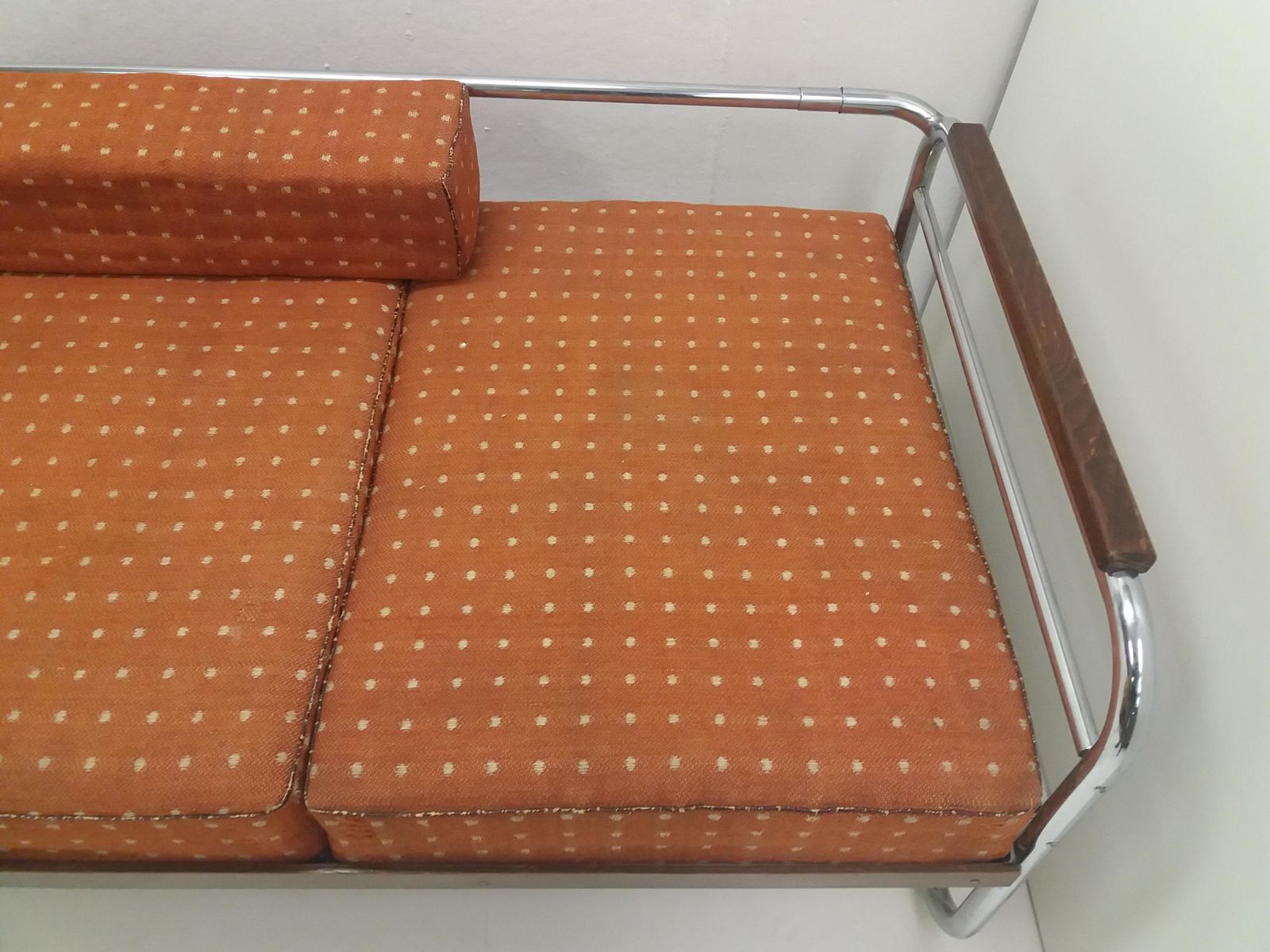 Chrome Bauhaus Robert Slezák 3 Seather Sofa, 1940s photo for sale