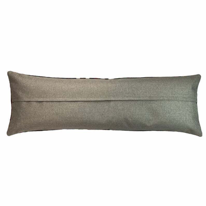 Bedding Kilim Pillow, Oversize Cushion Cover, Long Bolster Kilim Pillow Cover, King Pillow Shams Long Pillows For Bed photo for sale