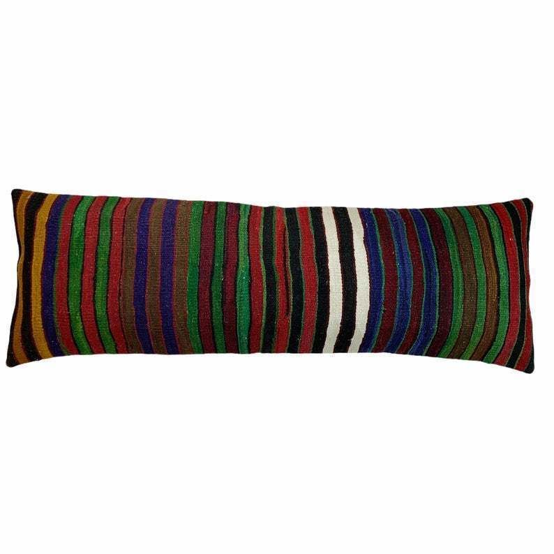 Kilim Kussenhoes, Oversized Kussenhoes, Lange Bolster Kilim Kussenhoes, King Size Kussensloop, Lange Kussens Voor Op Bed photo vintage