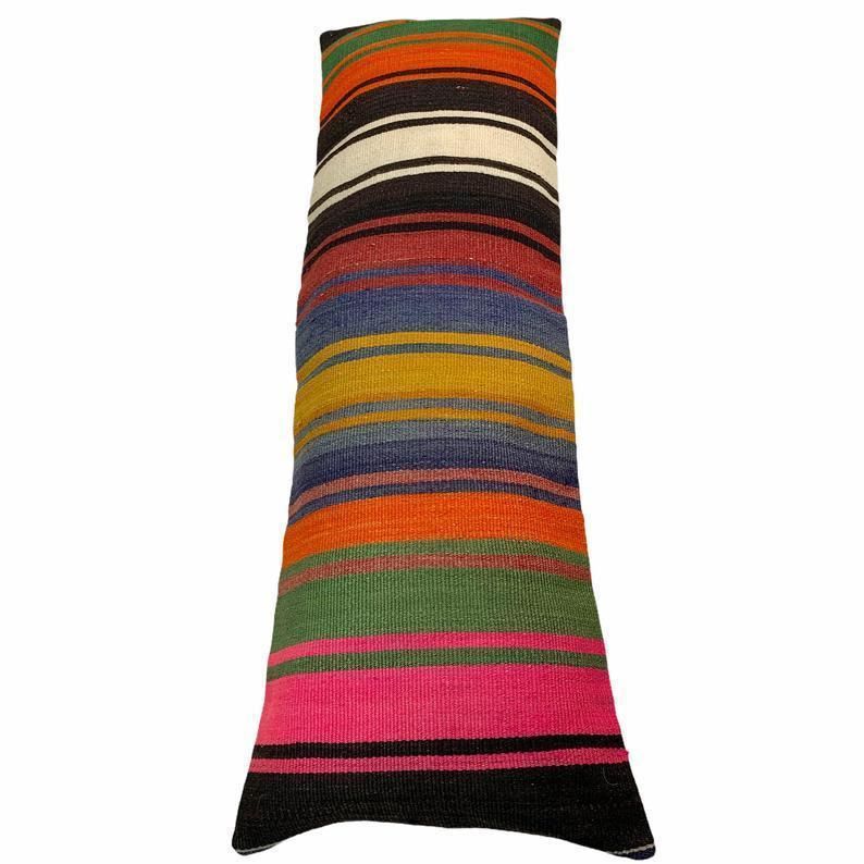 photo furniture Bedding Kilim Pillow, Oversize Cushion Cover, Long Bolster Kilim Pillow Cover, King Pillow Shams Long Pillows For Bed