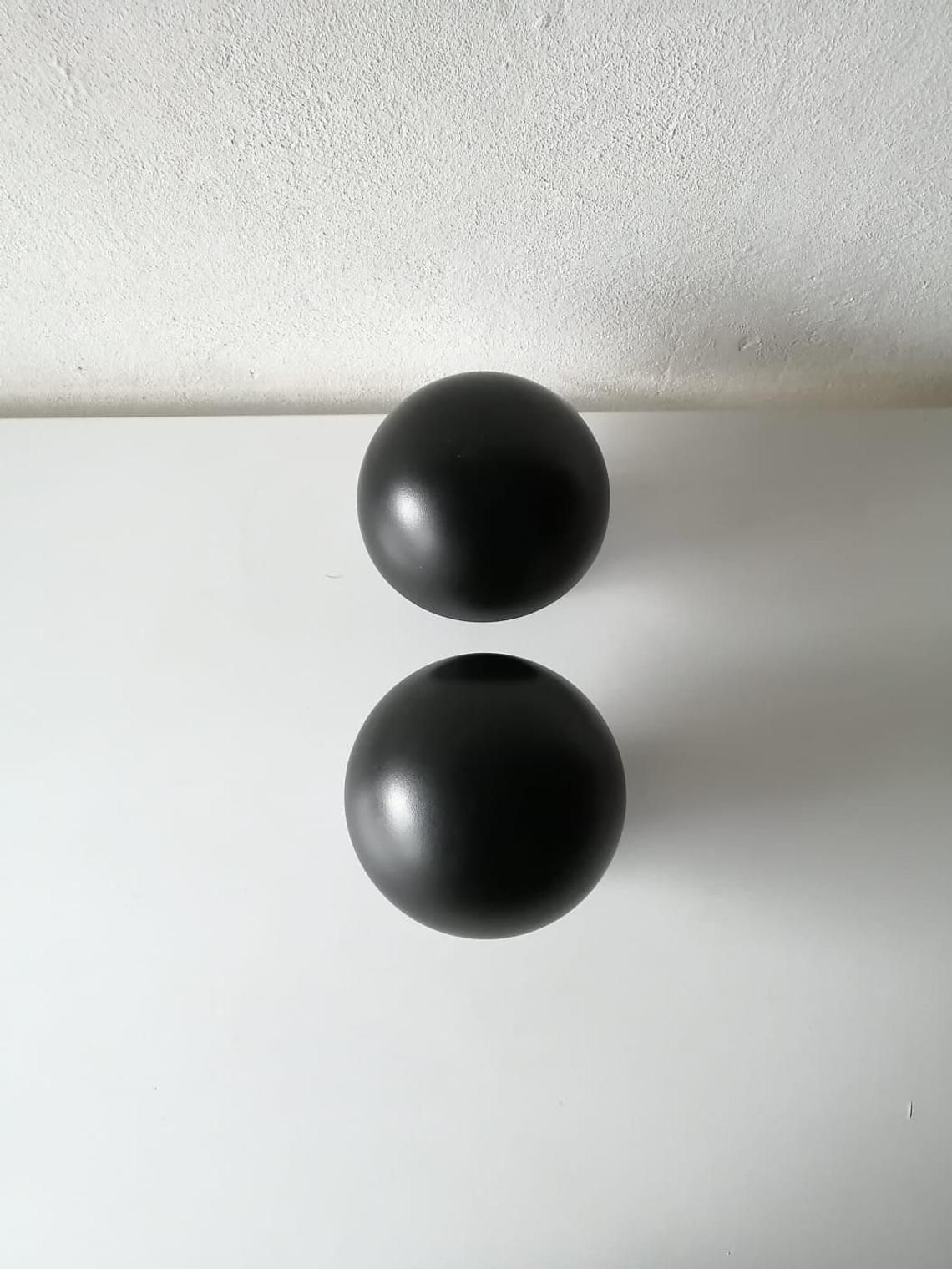 Bega 2659 Black Metal & Glass Wonderful Mushroom Design Pair Of Ceiling Lamps Or Sconces   1960s Germany photo buy