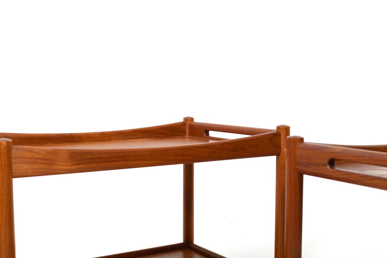 Pair Hans J. Wegner Serving Trolleys Model At 45 In Teak 1960s photo Furniture