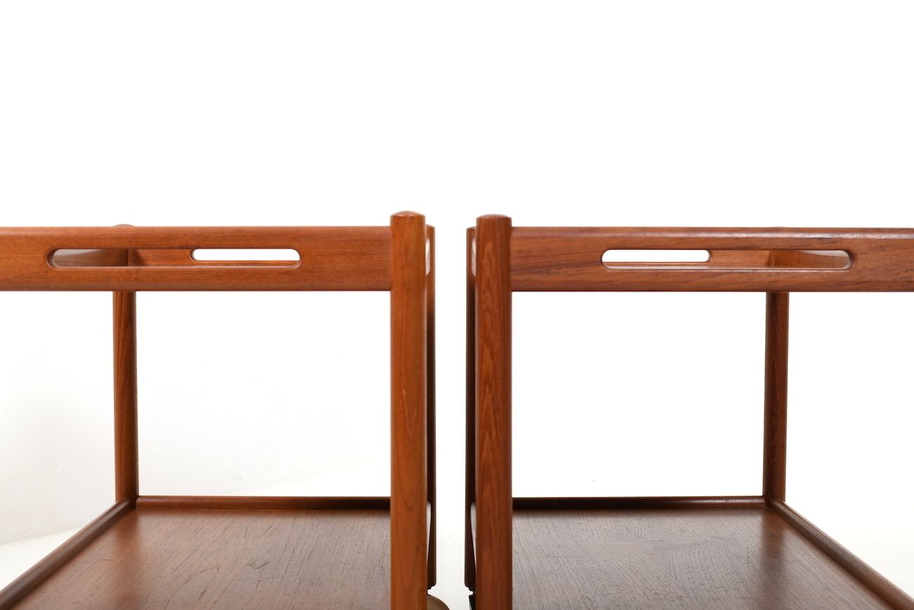 Pair Hans J. Wegner Serving Trolleys Model At 45 In Teak 1960s photo 1550.0