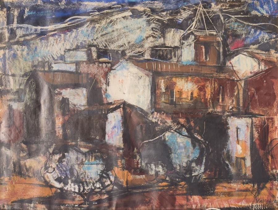 Modernistisch Stadsgezicht In Mixed Media
