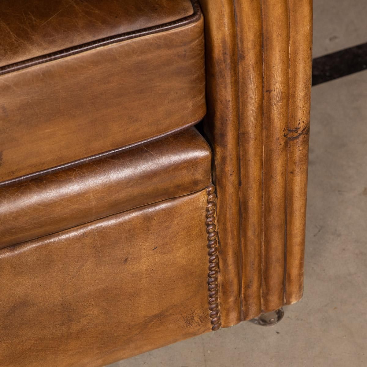 Furniture 20th Century Art Deco Pair Of Leather Tub Chairs And Sofa, Circa 1920 photo