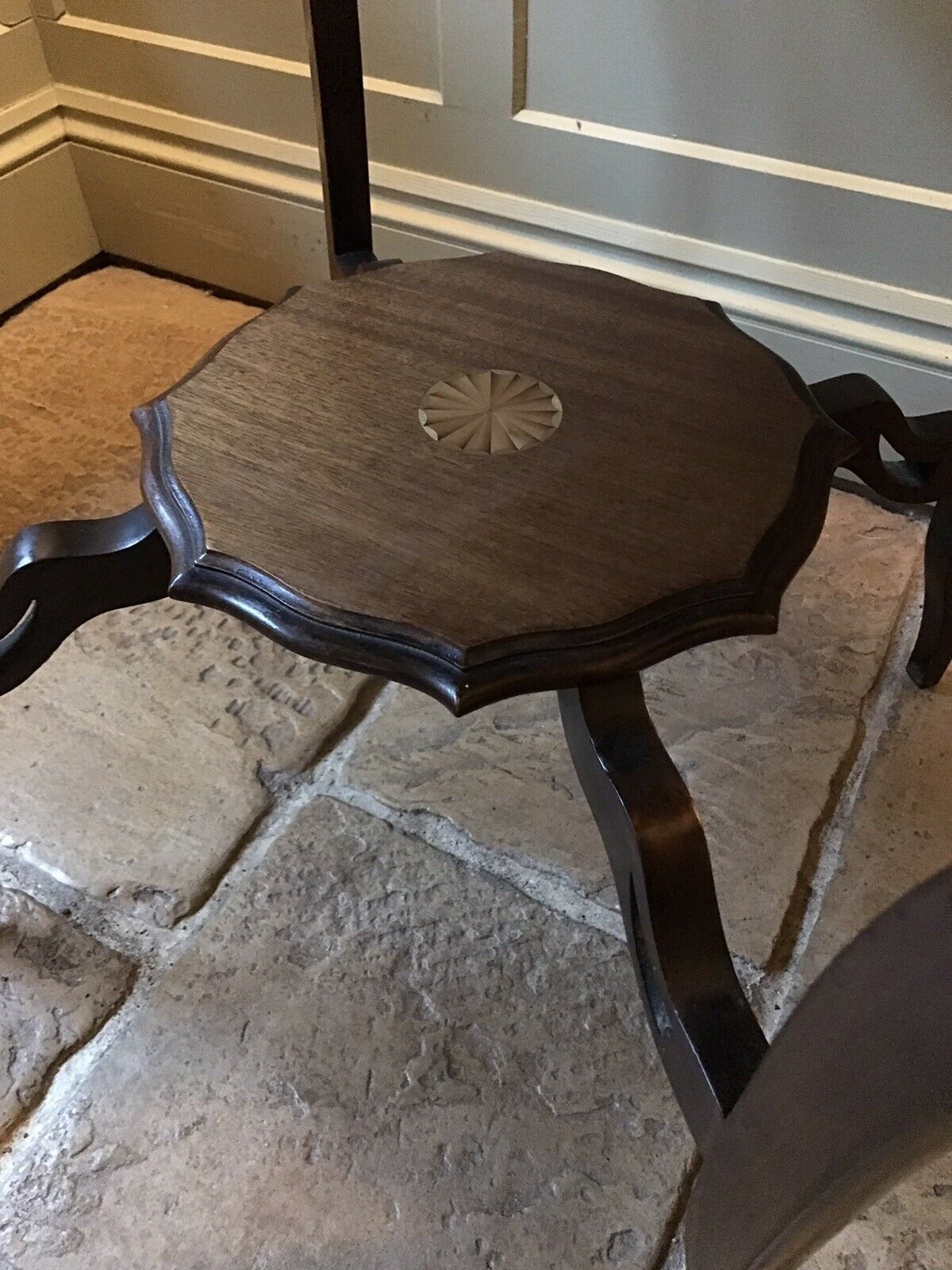 Antique Edwardian Marquetry Occasional Hall Side Lamp Table photo vintage