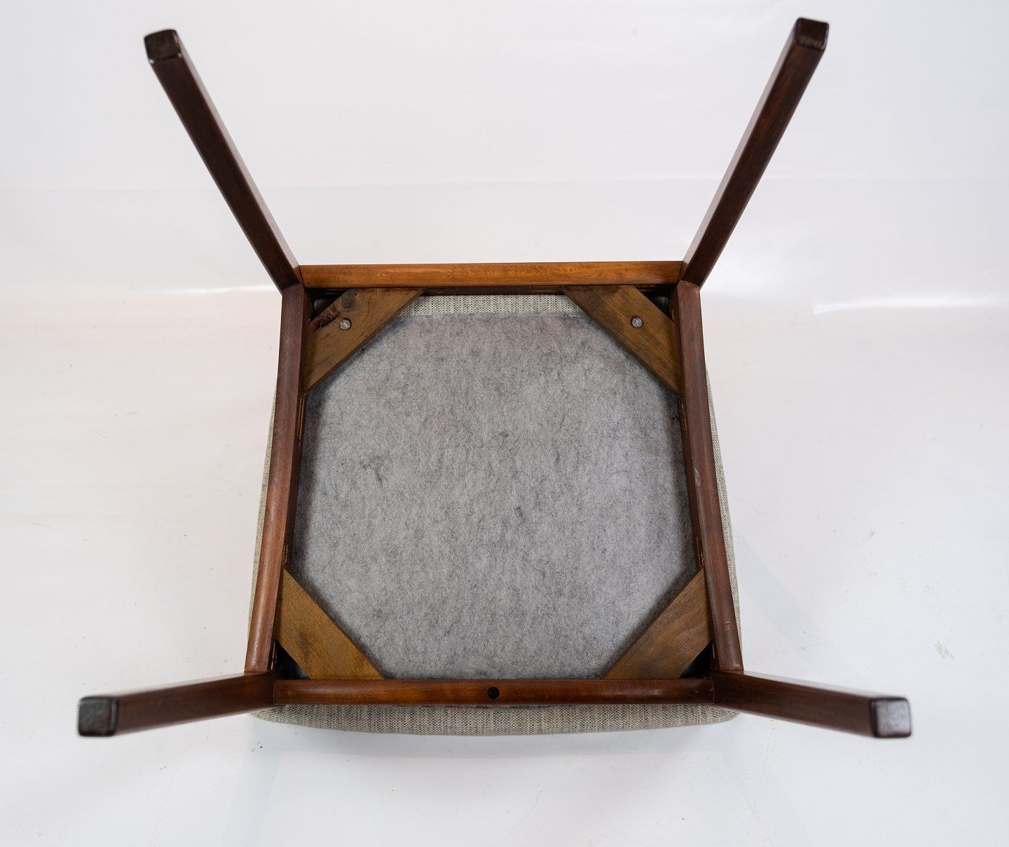 Set Of Six Dining Chairs In Rosewood Upholstered With Light Wool Fabric Of Danish Design From The 1960s. photo vintage