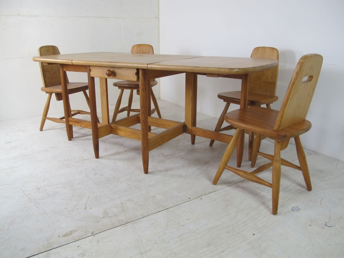Scandinavian Dining Table & Chairs Set By Eero Aarnio For Laukaan Puu, 1960s, Set Of 5 photo vintage