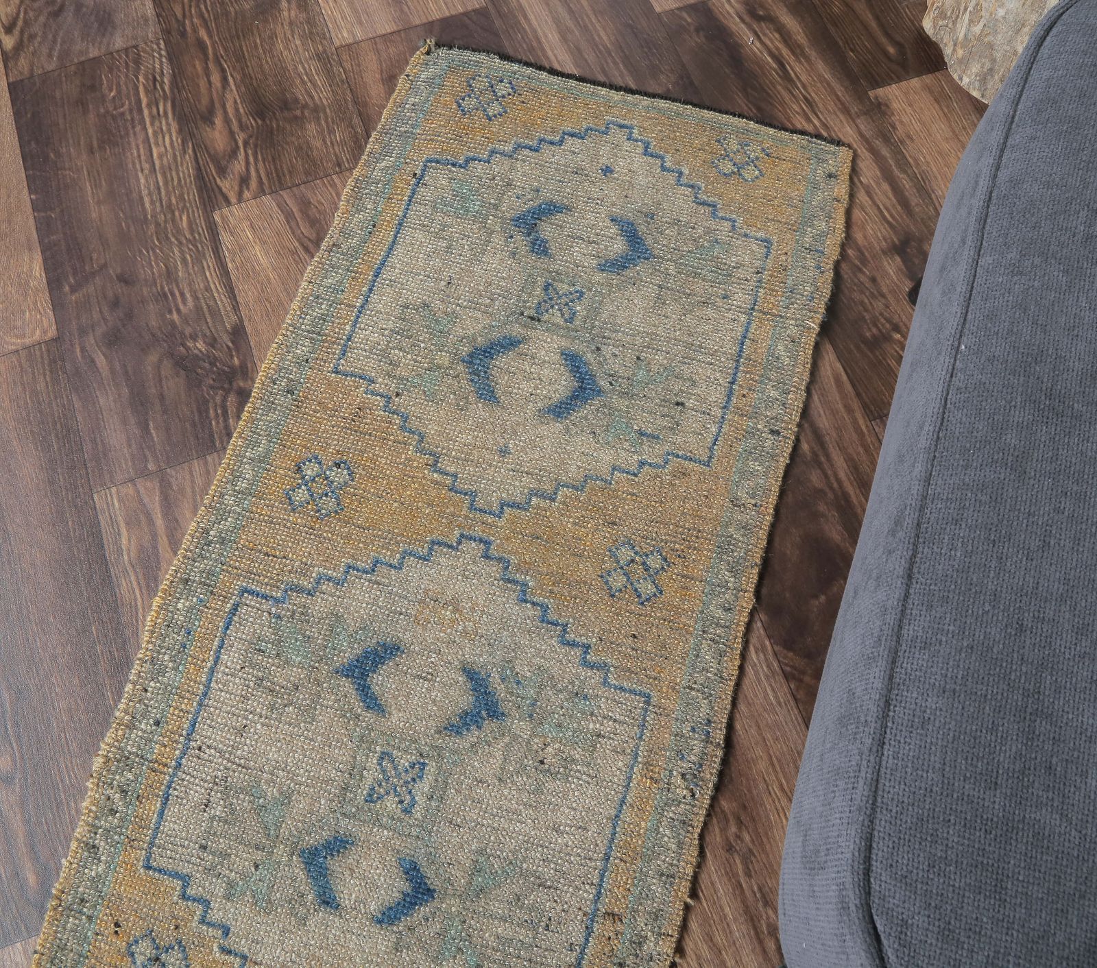Turkish Oushak Rug, Door Mat Small Carpet, Handmade Wool Doormat, Amber Mini Rugs, One Of A Kind, Made In Anatolia photo for sale