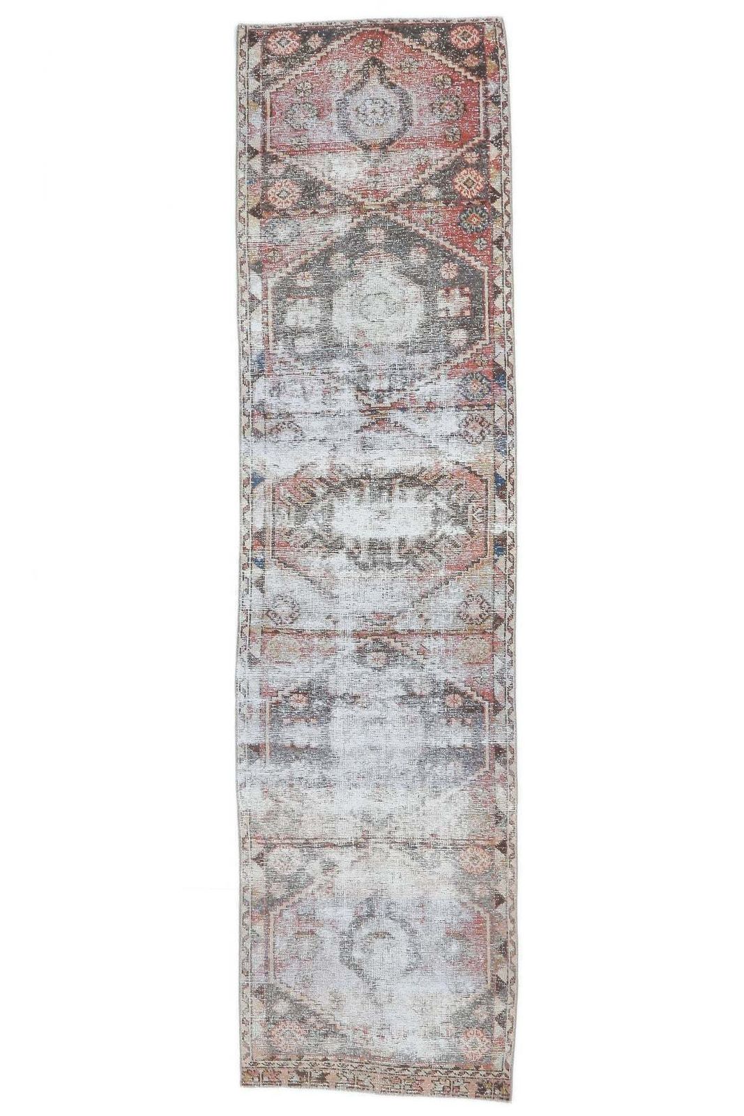 Antique Runner Turkish Oushak Handmade Wool Rug, Red Distresed Hallway Rugs, Rustic Boho Farmhouse Decor, One Of A Kind, Anatolian