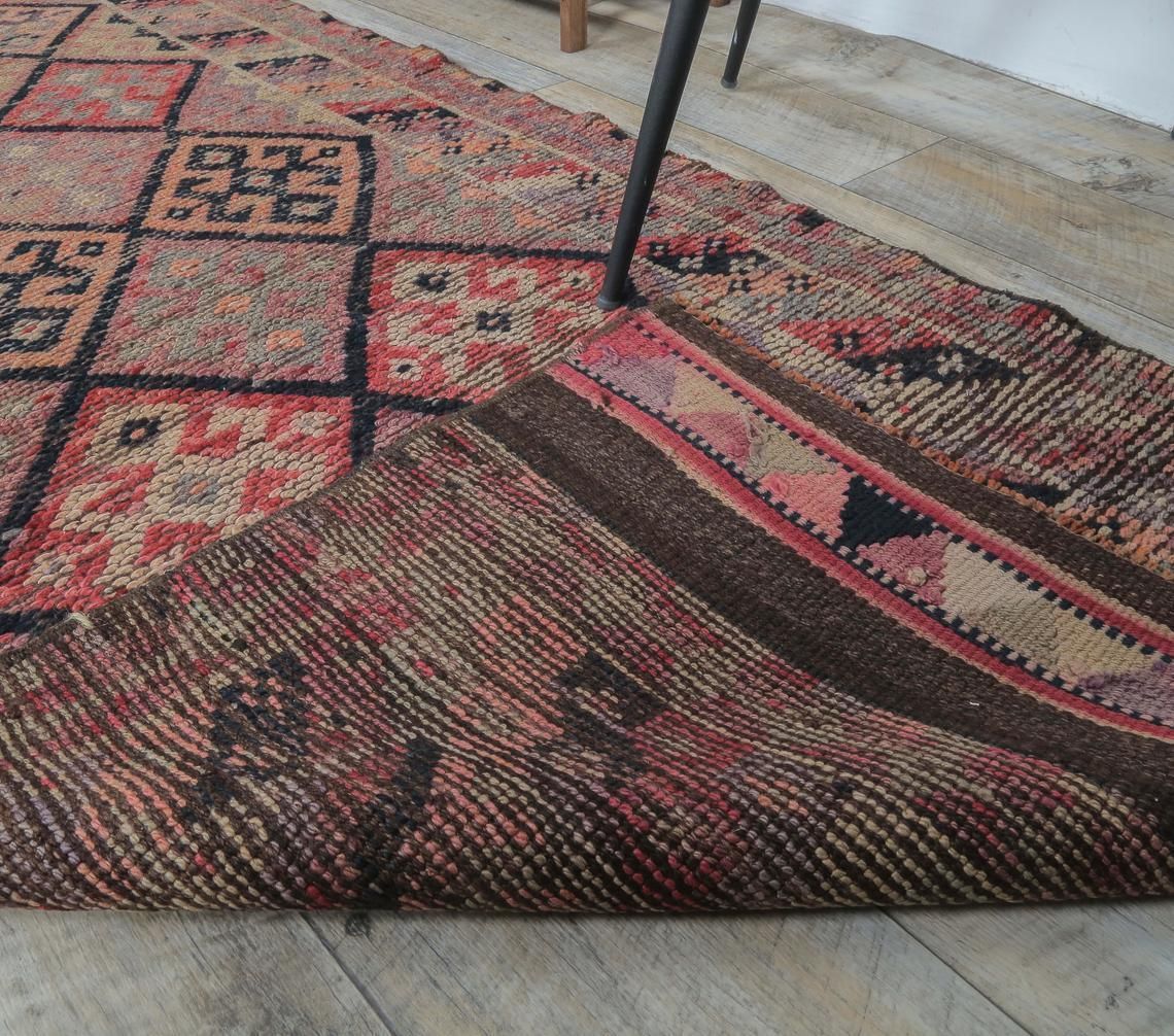 3x13 Hand Knotted Vintage Turkish Oushak Runner, Wool, Reddish Hallway Rug, One Of A Kind, Anatolian, Boho Decor, Shabby Chic photo vinterior