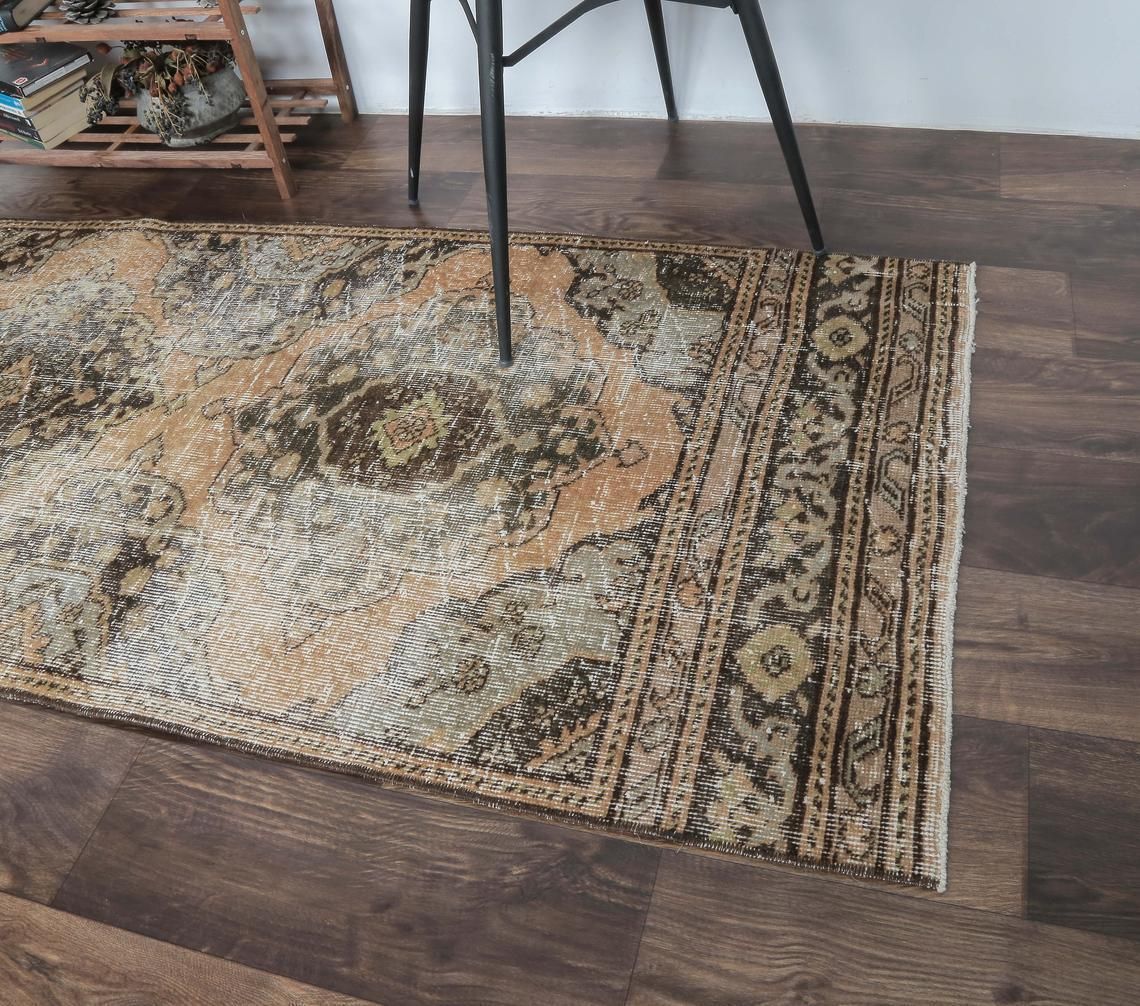 3x10 Turkish Antique Runner, Oushak Handmade Wool Runner Rug, Oriental Distressed Hallway Rugs, Farmhouse Decor, One Of A Kind, Anatolia photo Textiles